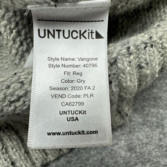 UNTUCKit Sweater Mens Large Grey 3 Button Lambswool Blend Cabincore Gorp Comfort - Picture 6 of 11